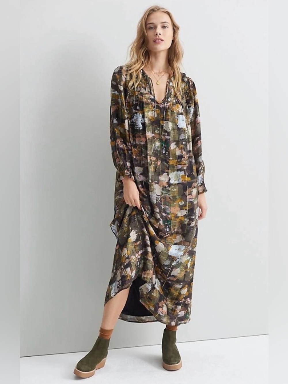 Anthropologie Blair shimmering maxi dress size medium